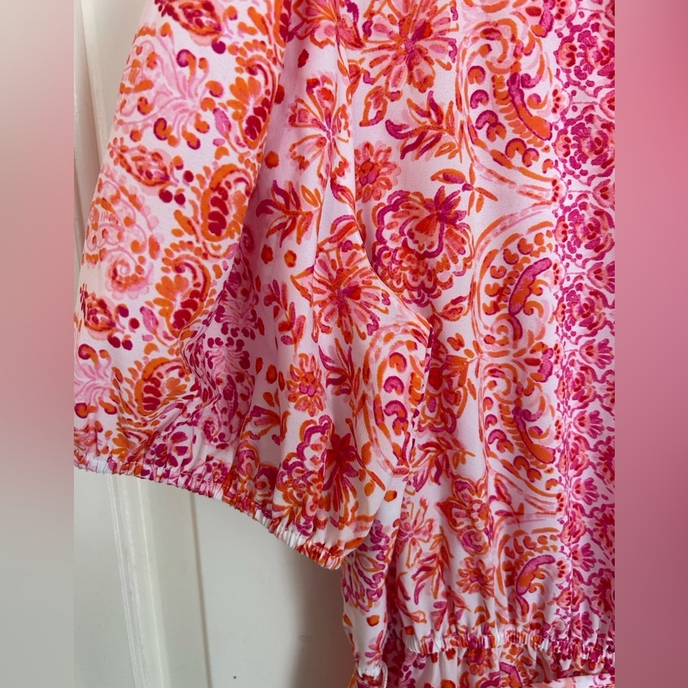 Emma & Michele Floral Print Tie Waist V-neck Dress Size Small - Picture 4 of 11